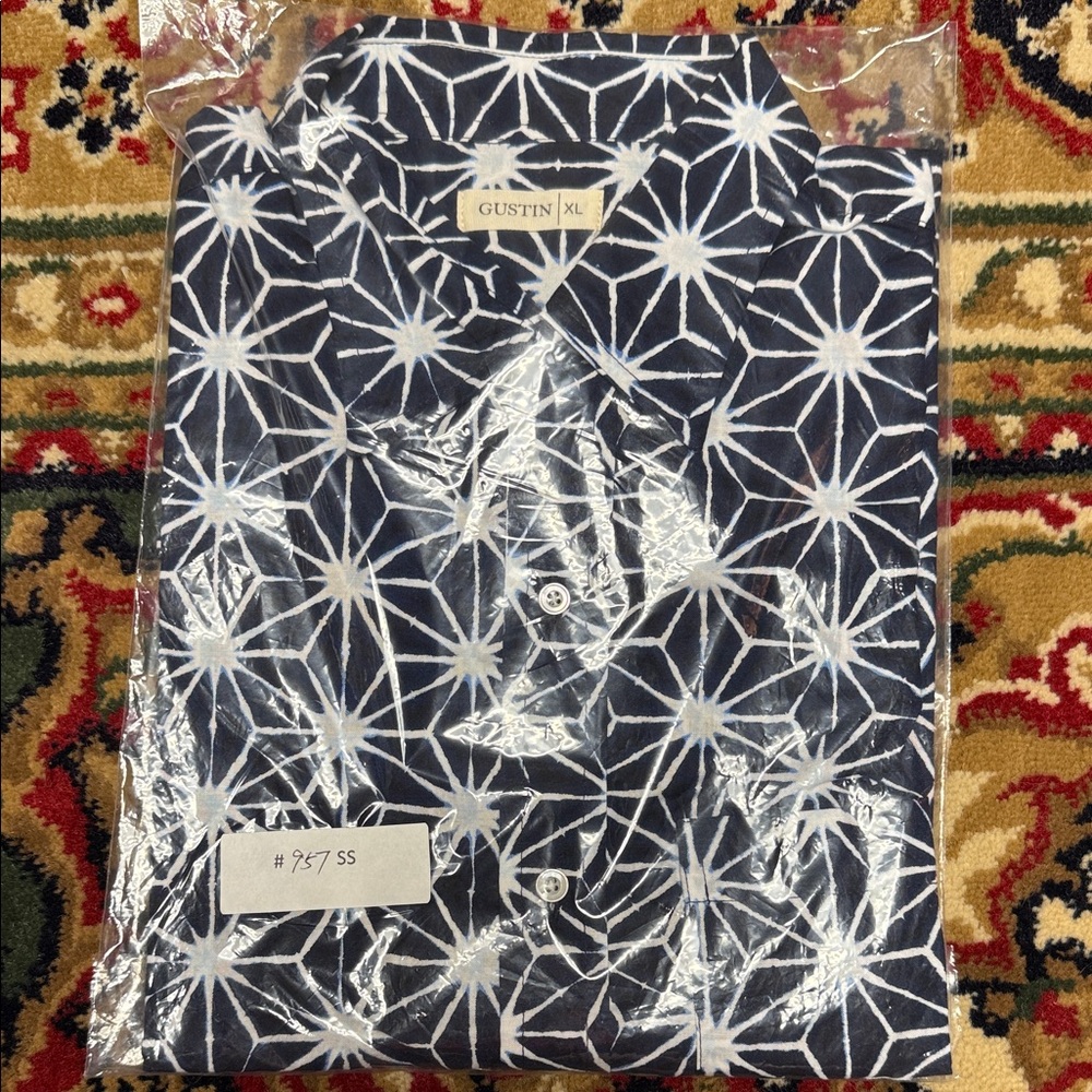 Gustin Navy and White Casual Button Down Shirt